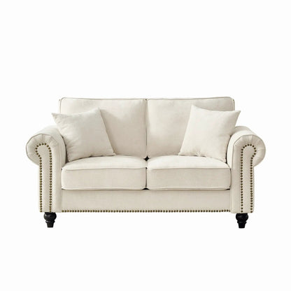 2 Seater Sofa with Rolled Arms, tufted beige upholstery by Unique Piece Furniture on Tampa Home & Garden Store