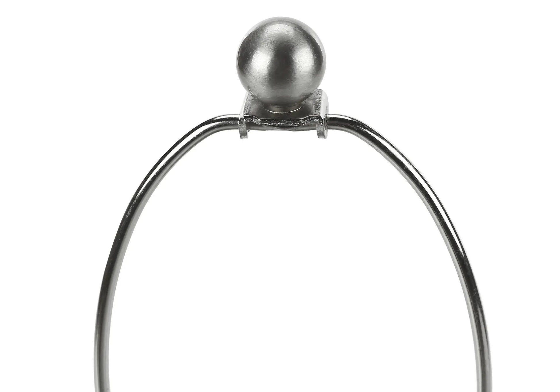 Table lamp chrome frame with a spherical metal finial on curved arms on Tampa Home & Garden Store