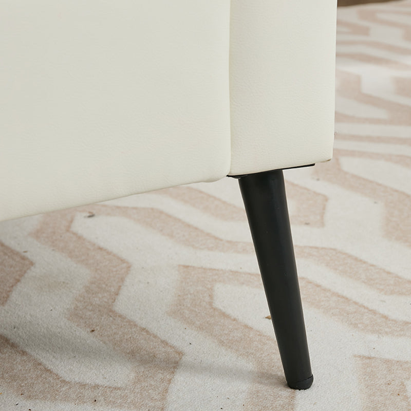 TS Cat Paw Leather Upholstered Sofa 2PC by HouseOfZazla, cream leather, black tapered legs on Tampa Home & Garden Store