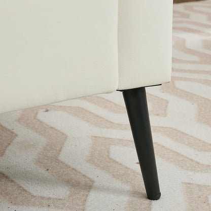 TS Cat Paw Leather Upholstered Sofa 2PC by HouseOfZazla, cream leather, black tapered legs on Tampa Home & Garden Store