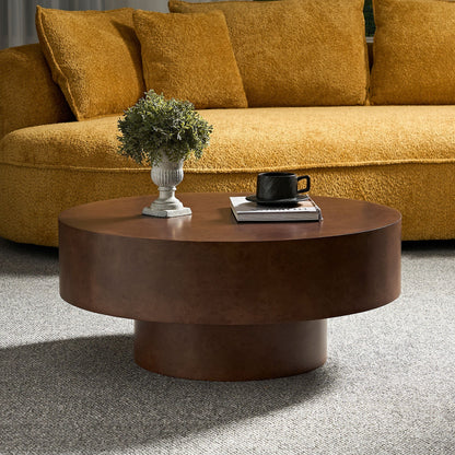 Coffee table 31.49'' faux burl wood round with sturdy pedestal by HouseOfZazla on Tampa Home & Garden Store