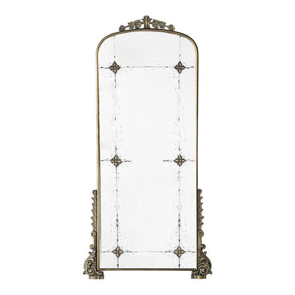 Antique Arched Mirror with Metal Frame and Gold
