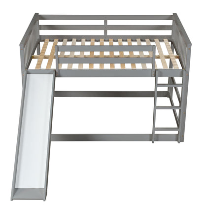 Bunk Bed With Slide And Ladder grey metal frame with guard rails right ladder left slide on Tampa Home & Garden Store