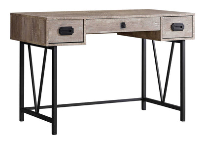 HouseOfZazla writing desk with three storage drawers, rustic wood and black metal legs on Tampa Home & Garden Store
