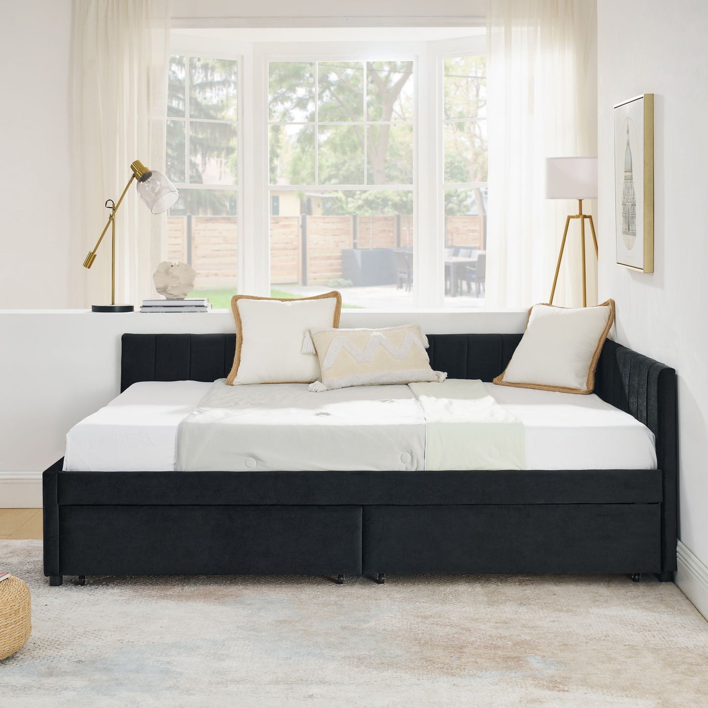 Upholstered Tufted Daybed Frame with Storage