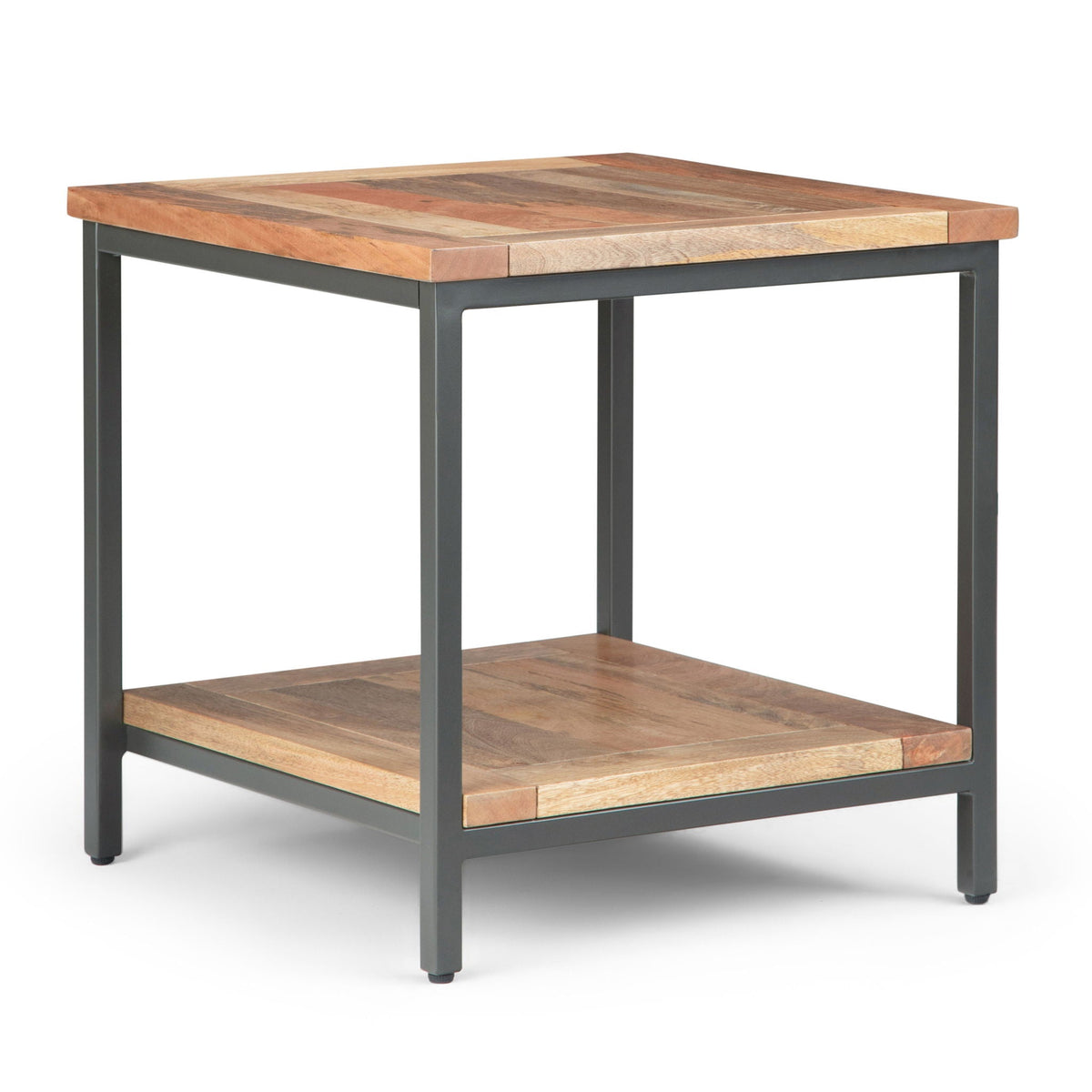 Solid mango wood coffee table with multi-tone top and dark metal frame HouseOfZazla on Tampa Home & Garden Store
