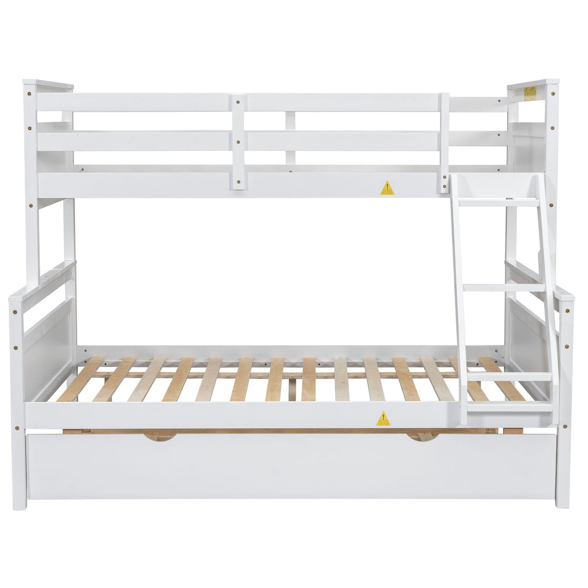 Bunk Bed With Ladder And Safety Guardrail white wooden frame with built-in ladder HouseOfZazla on Tampa Home & Garden Store