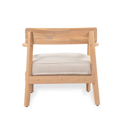 Mallorca Acacia Wood Club Chair with Seat Cushion natural wood beige fabric HouseOfZazla on Tampa Home & Garden Store