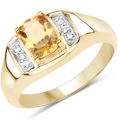 14K yellow gold plated ring with 1.36ct citrine center stone and white topaz side accents on Tampa Home & Garden Store