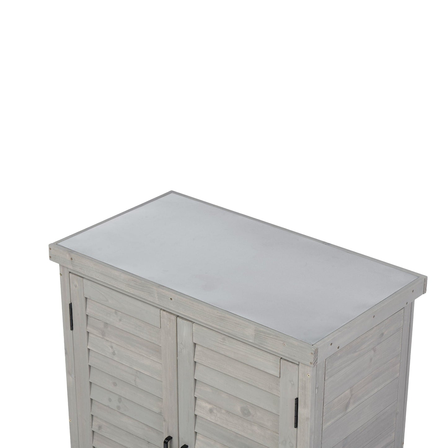 Outdoor Potting Bench With Metal Top and Cabinet