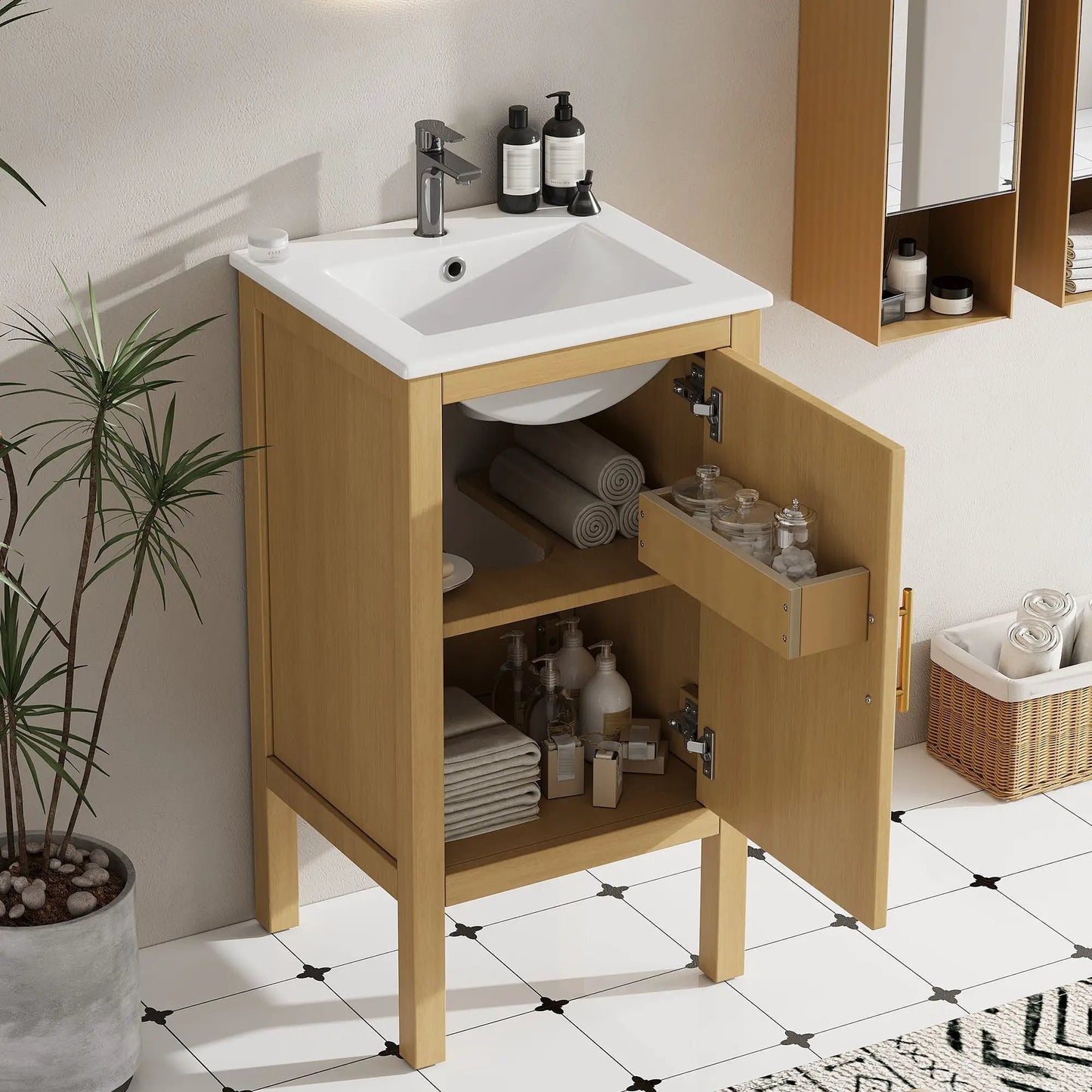 Bathroom Cabinet With Sink and Adjustable Shelf