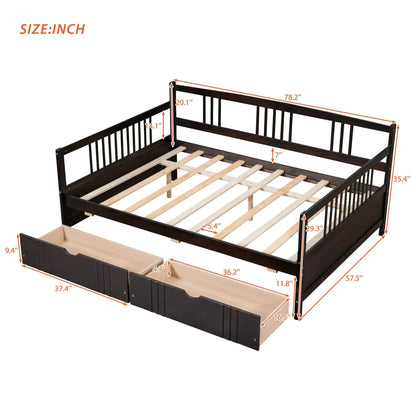 Dark wood storage daybed frame with built-in drawers by Unique Piece Furniture on Tampa Home & Garden Store