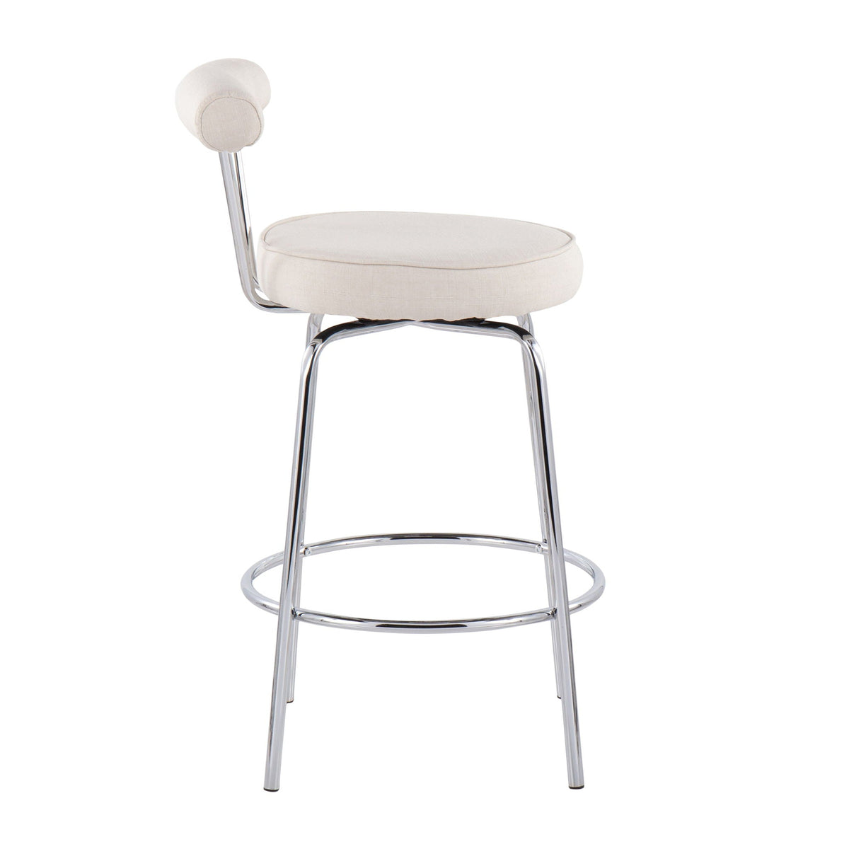 Contemporary counter stools set of 2 with beige fabric upholstery and chrome legs HouseOfZazla on Tampa Home & Garden Store