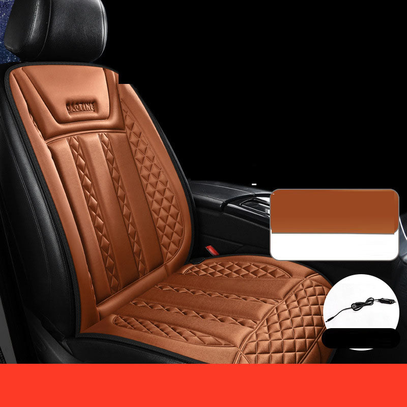 Car heated seat cushion brown quilted leatherette for car interior 12V/24V on Tampa Home & Garden Store