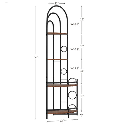 4-Tier Corner Bookshelf, Modern Style, Plant Stand with Metal Frame - Tampa Home & Garden Store