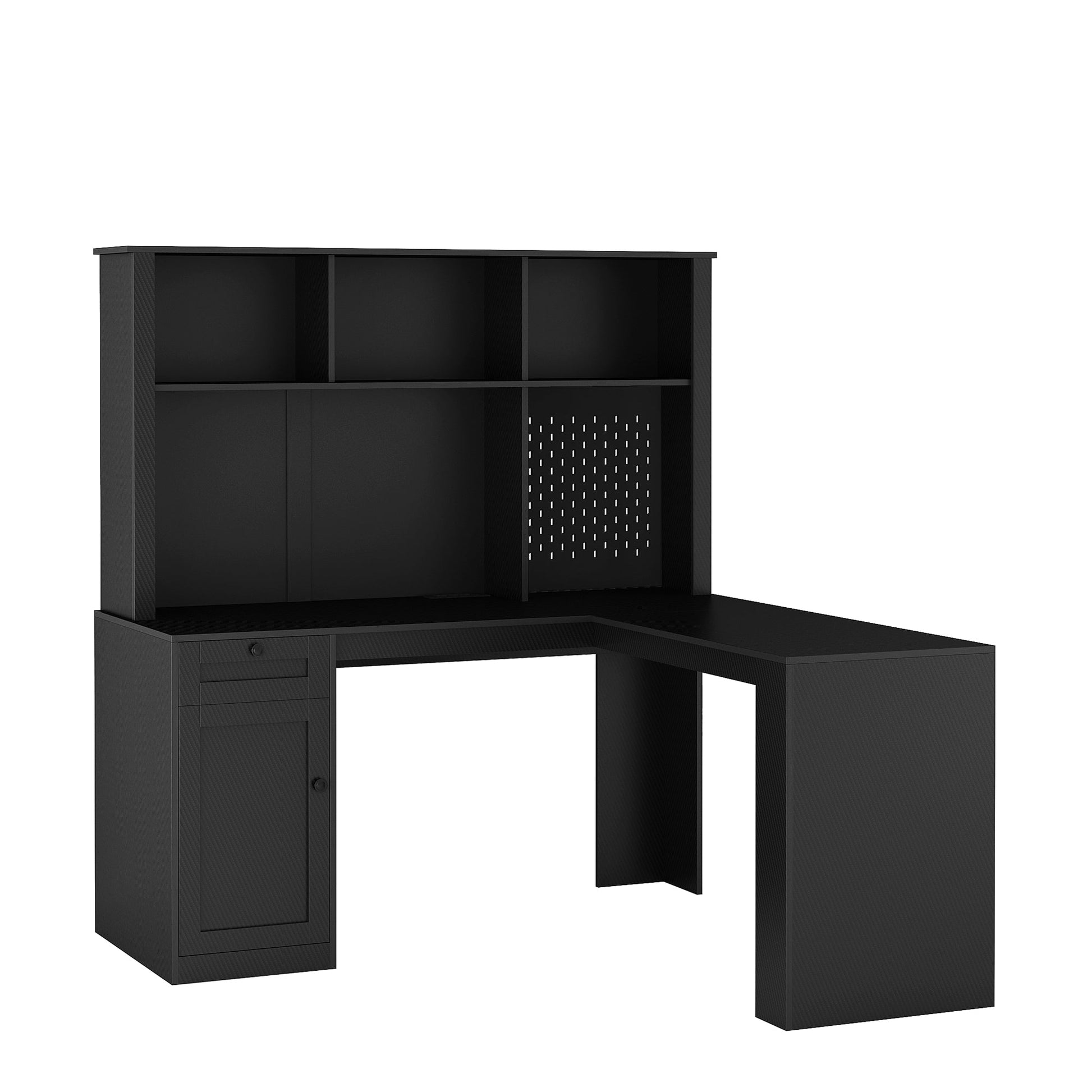 Writing desk with drawer bookshelf and charger, modern L-shaped desk with storage space, corner gaming computer desk - Tampa Home & Garden Store