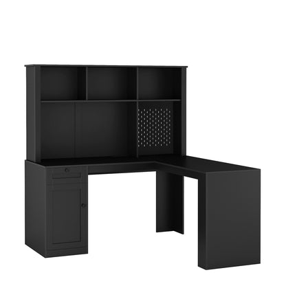 Writing desk with drawer bookshelf and charger, modern L-shaped desk with storage space, corner gaming computer desk - Tampa Home & Garden Store
