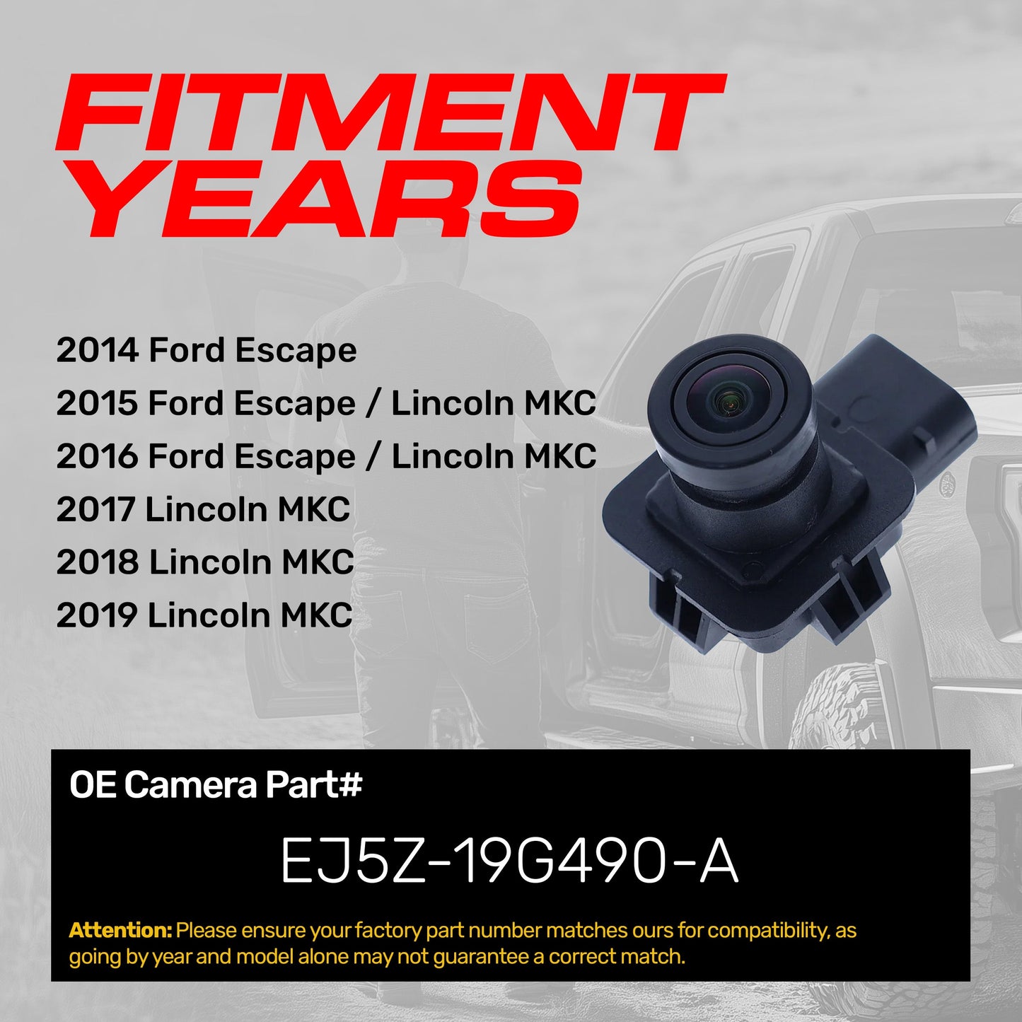 Master Tailgaters OEM backup camera EJ5Z-19G490-A for Ford Escape/Lincoln MKC, black housing on Tampa Home & Garden Store