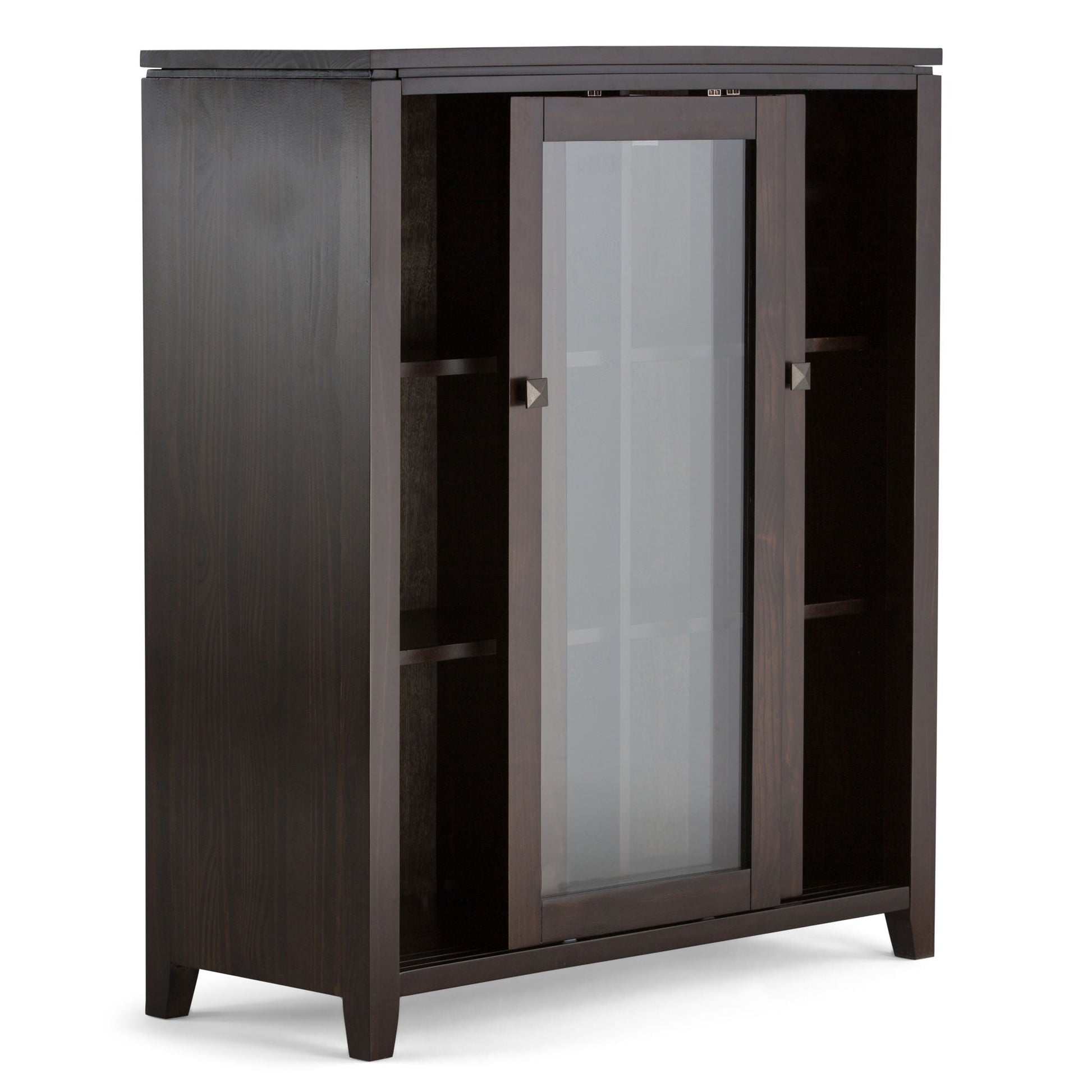 Cosmopolitan handcrafted medium storage cabinet dark wood with glass front by HouseOfZazla on Tampa Home & Garden Store