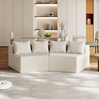 Curved Modular Sectional Sofa and Four Pillows