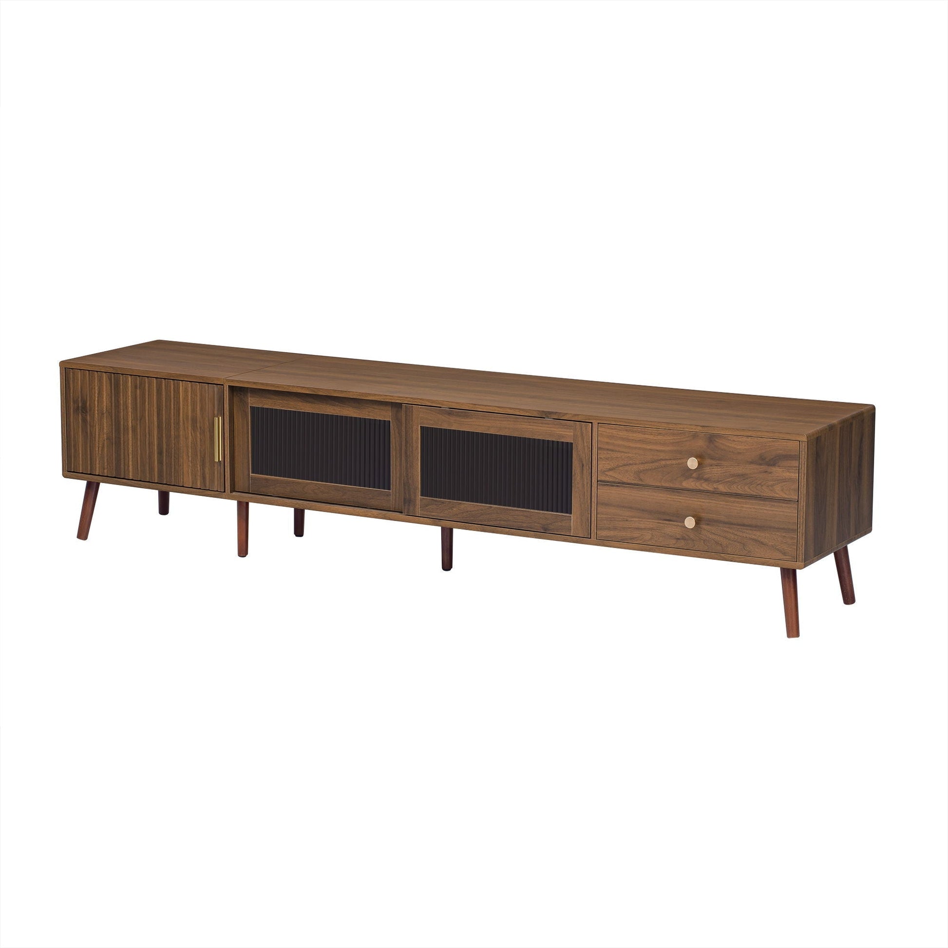 HouseOfZazla Doors TV Stand for TVs up to 85 inch with storage cabinets and legs on Tampa Home & Garden Store