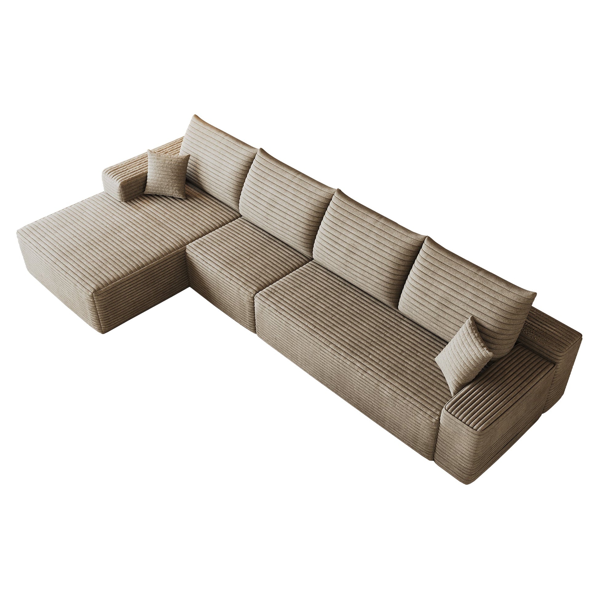 135-inch Cloud sectional sofa with L-shaped chaise in beige ribbed fabric by HouseOfZazla on Tampa Home & Garden Store