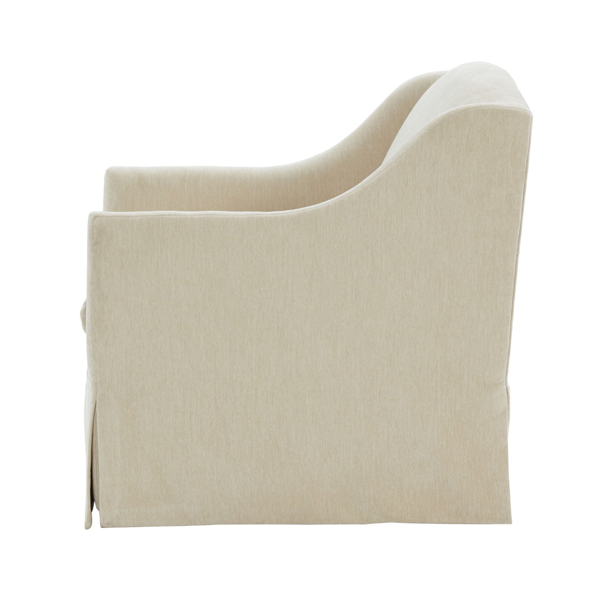 Skirted swivel accent chair beige upholstery with 360° swivel base and curved arms, HouseOfZazla on Tampa Home & Garden Store