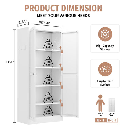 White metal kitchen pantry cabinet with adjustable storage and four heavy-duty shelves on Tampa Home & Garden Store