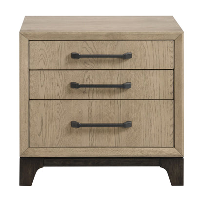 3-drawer brown wood accent nightstand with black metal handles on Tampa Home & Garden Store