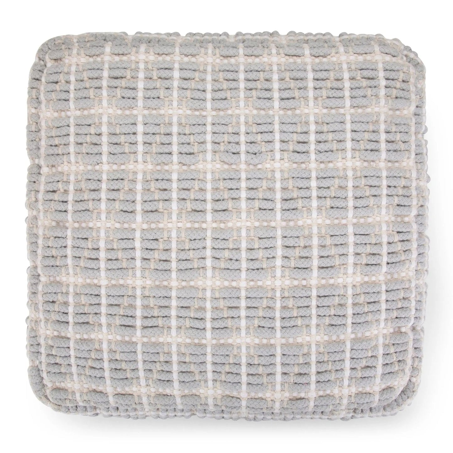 Noreen Upholstered Square Pouf Hand Woven Dark
