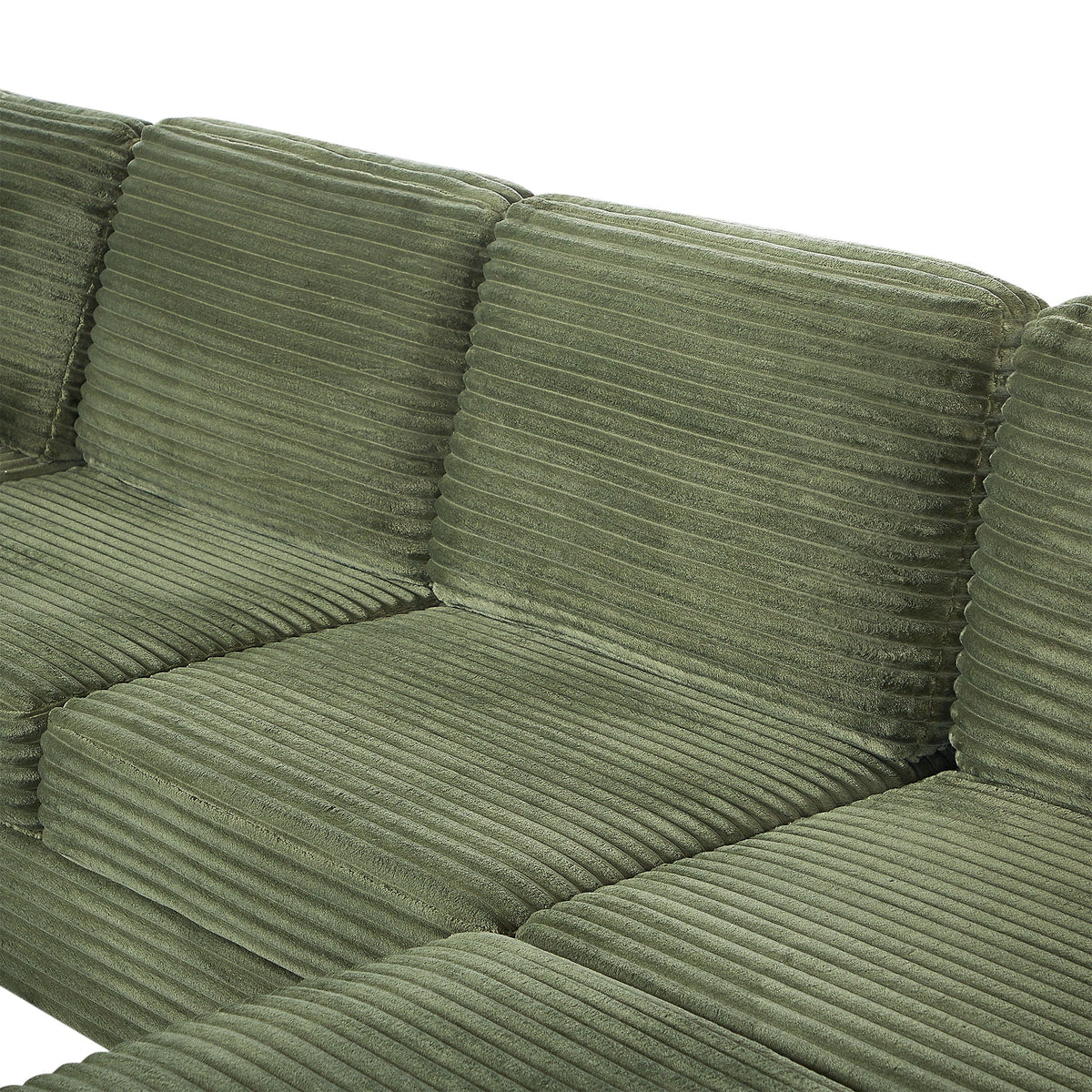 Upholstered U-shaped sectional sofa fabric close-up olive green corduroy HouseOfZazla 2-piece set on Tampa Home & Garden Store