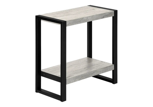 Accent Table Side Industrial two-tier with gray-washed wood shelves and black metal frame on Tampa Home & Garden Store