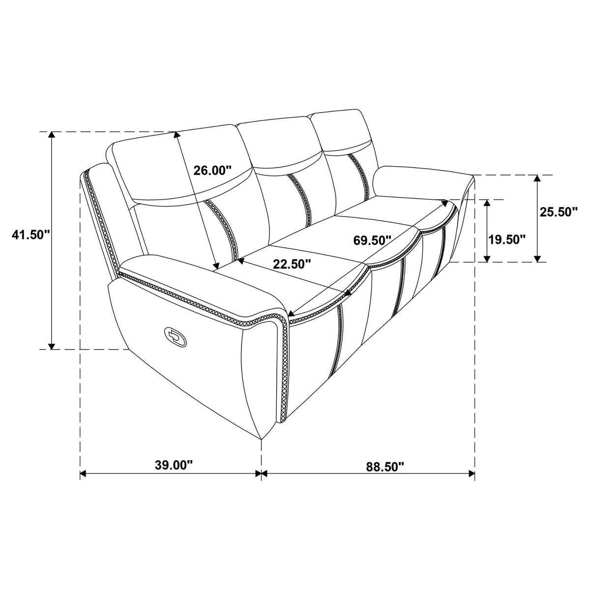 Blue Motion Reclining Sofa And Center Console