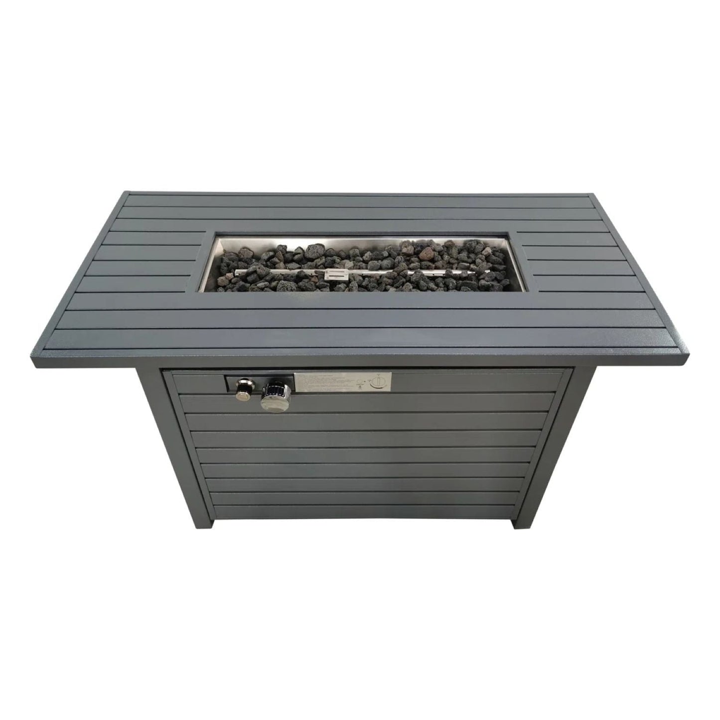 Propane Outdoor Fire Pit Table With a Gray Lid