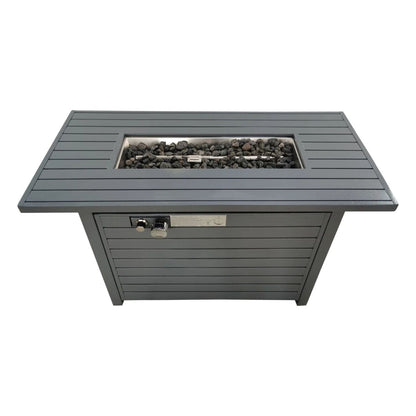 Propane Outdoor Fire Pit Table With a Gray Lid
