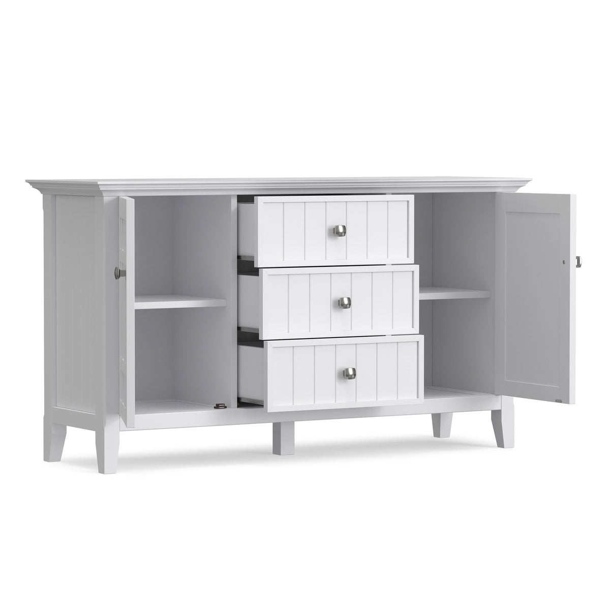 White wood sideboard buffet with beadboard fronts and adjustable storage 54 in wide on Tampa Home & Garden Store
