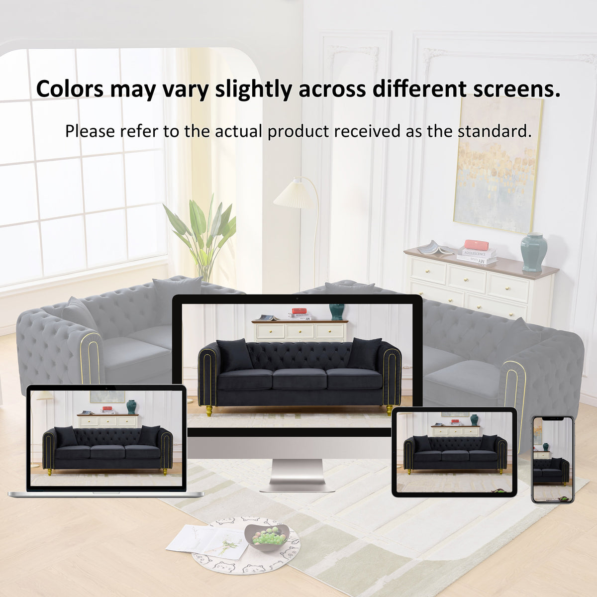 Modern Velvet Chesterfield Loveseat Sofa