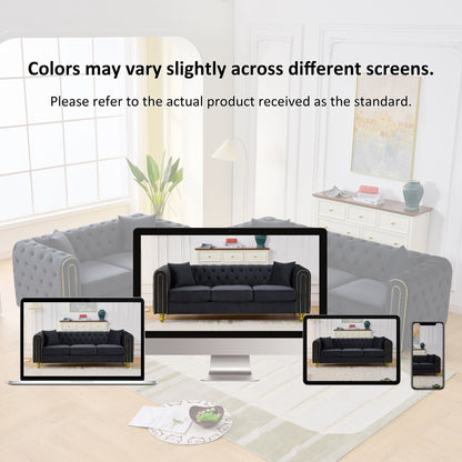 Modern Velvet Chesterfield Loveseat Sofa