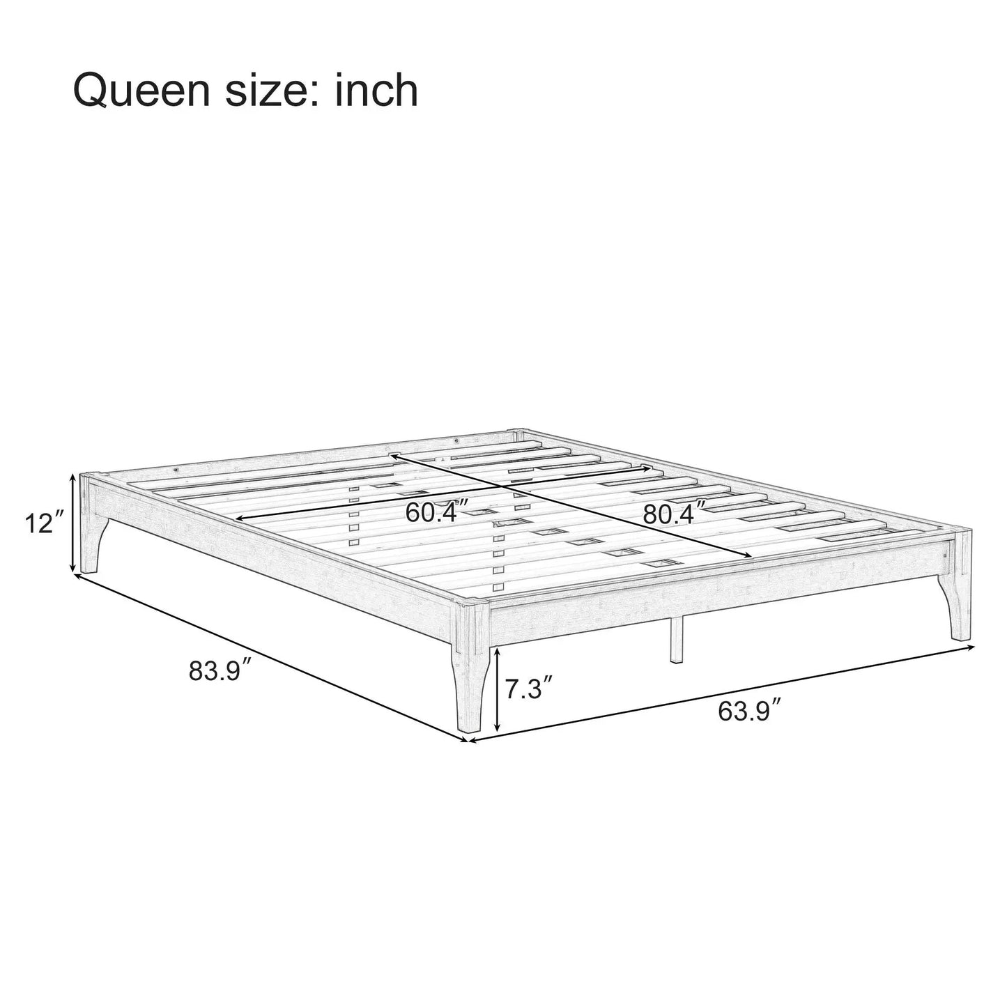 Solid Bamboo Platform Bed Frame with Slat Support