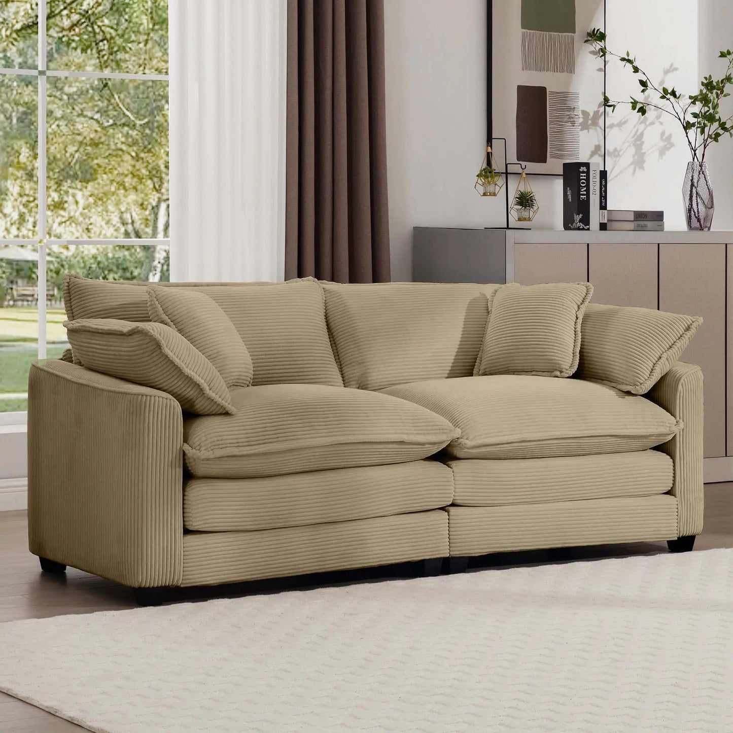 Modern 2 Seater Loveseat with 4 Pillows Elegance