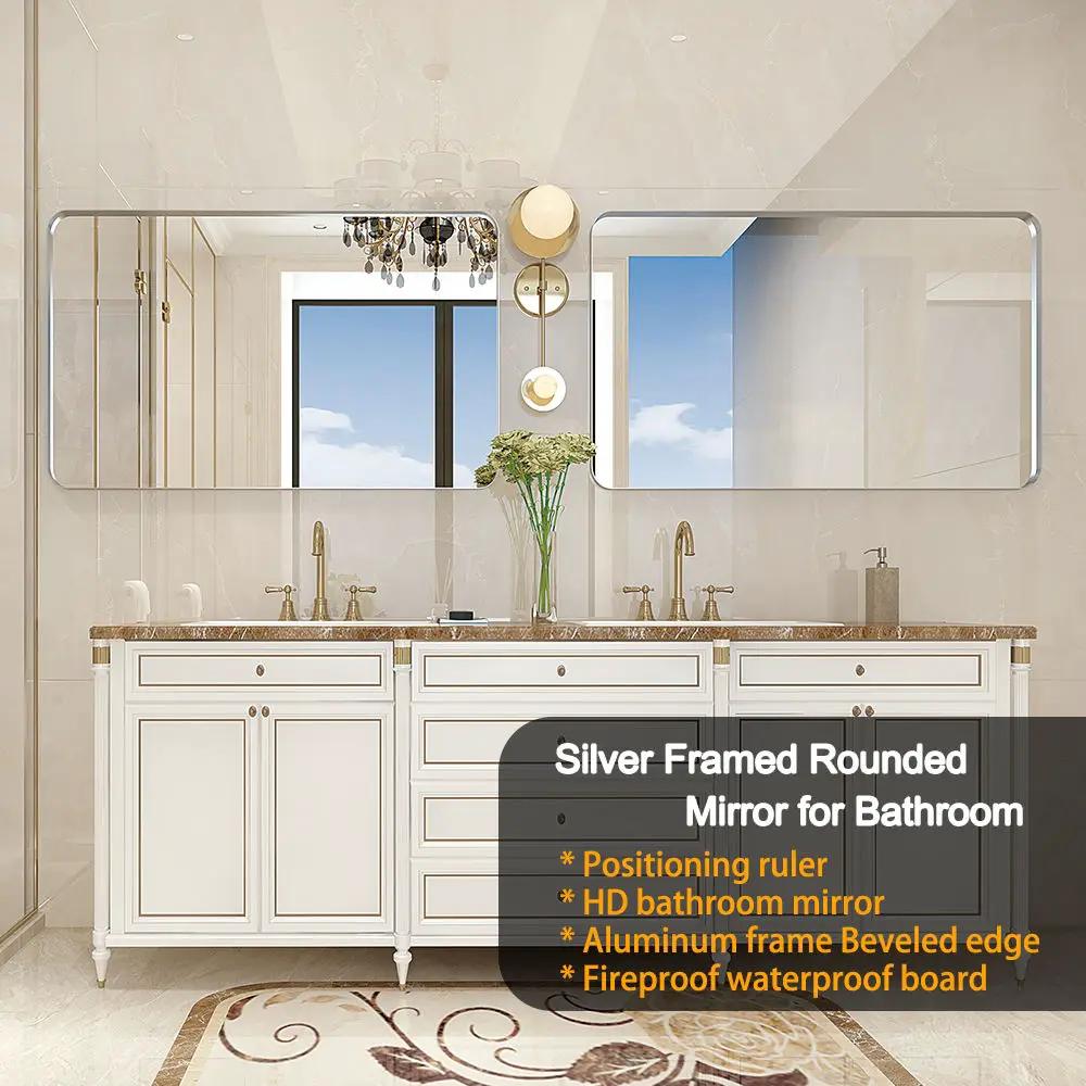 Rounded Corner Bathroom Mirror With Wall Mount