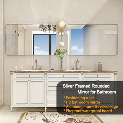 Rounded Corner Bathroom Mirror With Wall Mount