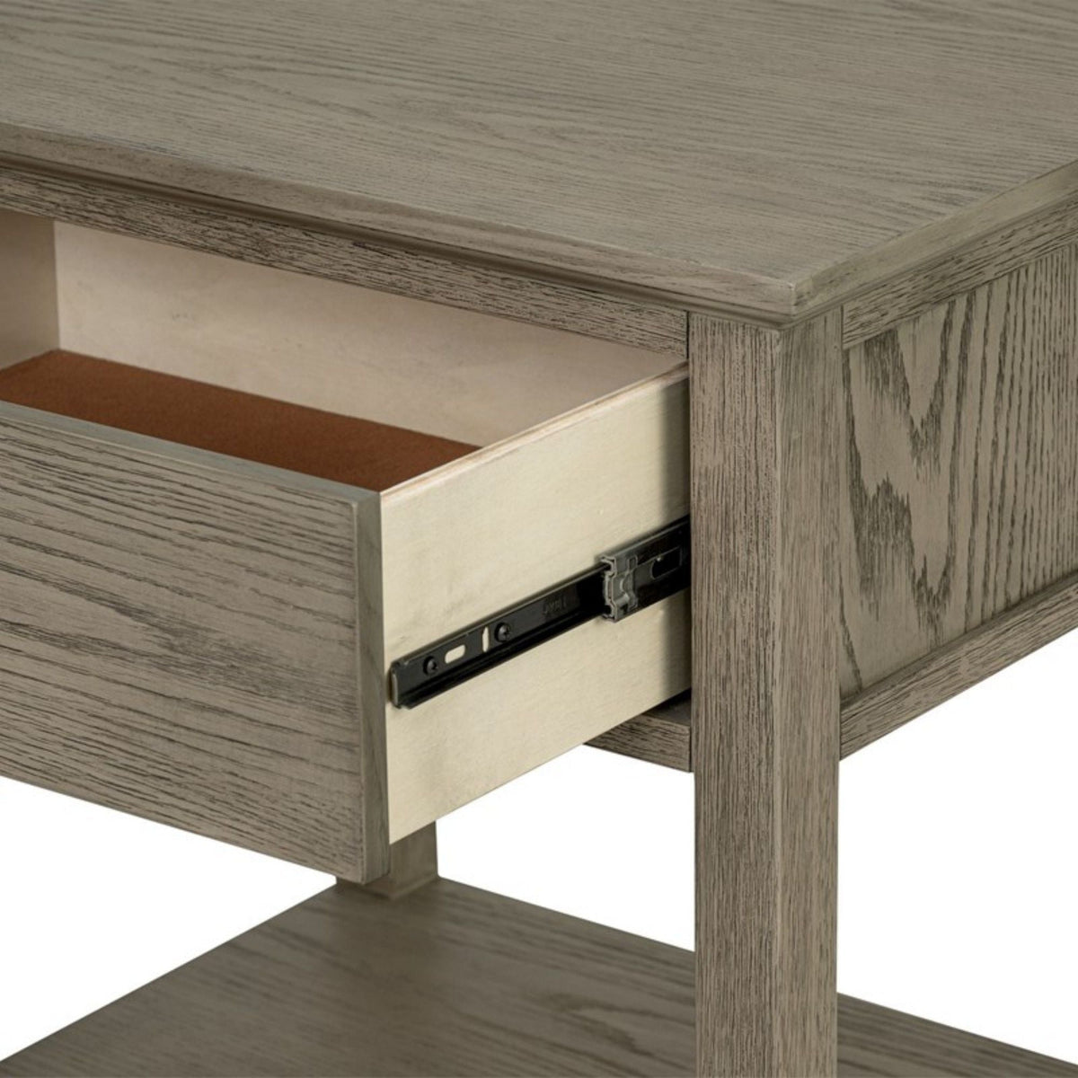 Bedside table with drawer and shelf, solid wood nightstand, gray weathered finish on Tampa Home & Garden Store