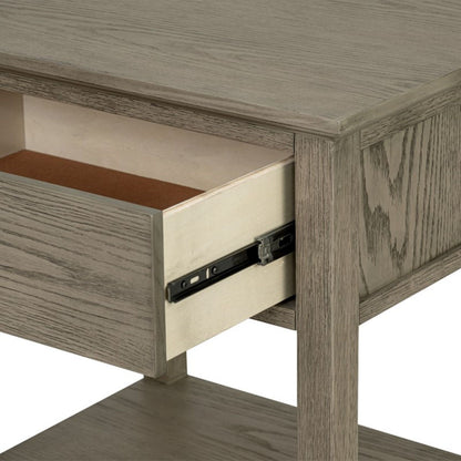 Bedside table with drawer and shelf, solid wood nightstand, gray weathered finish on Tampa Home & Garden Store