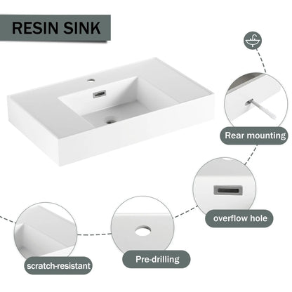 Wall Mounted Vanity With Resin Sink and Oak