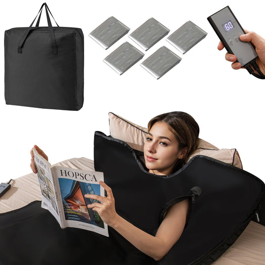 Portable Full-Body Personal Sauna for Home Use with Armholes Wraps and Sauna Bag-Black - Tampa Home & Garden Store