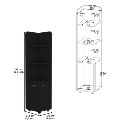 Corner Cabinet Tall With 3-Tier Shelf And 2-door - Black linen cabinet by HouseOfZazla on Tampa Home & Garden Store