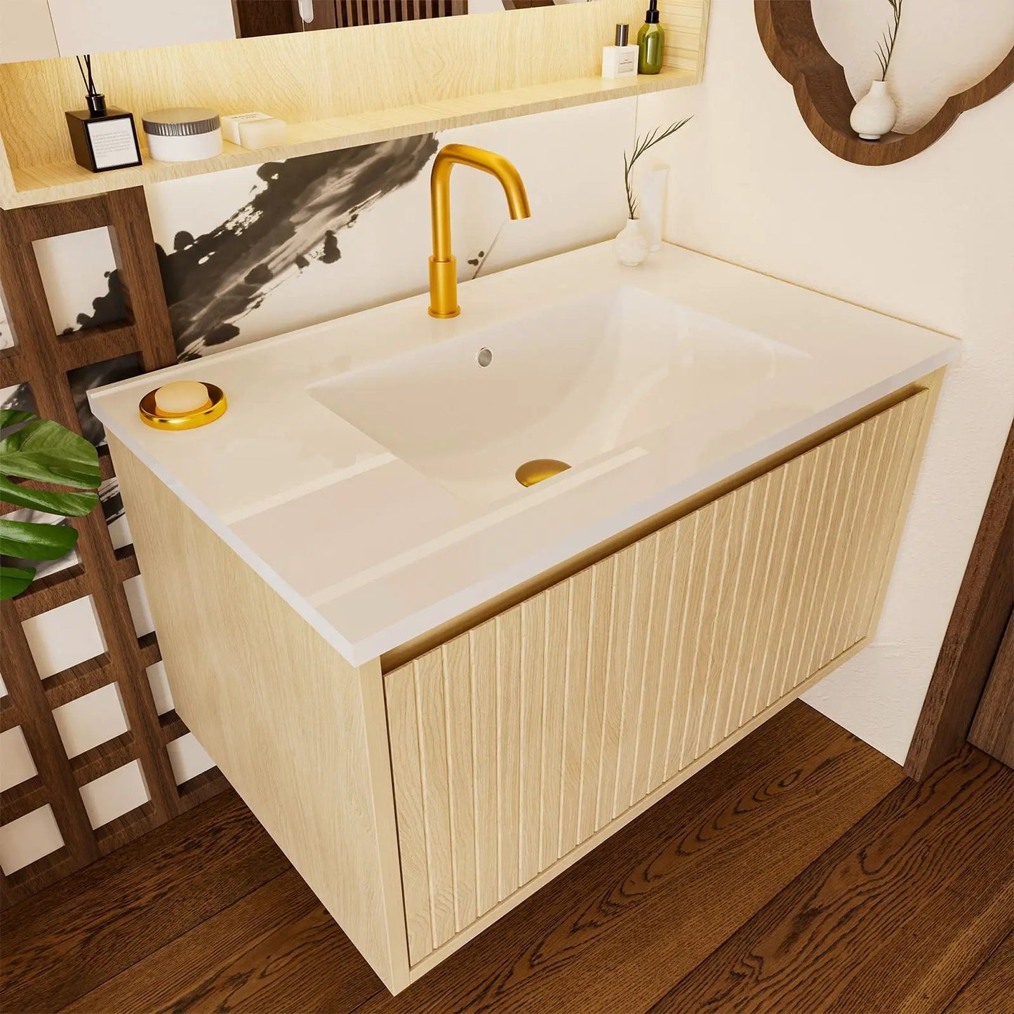 Wall Mounted Floating Bathroom Vanity With Sink