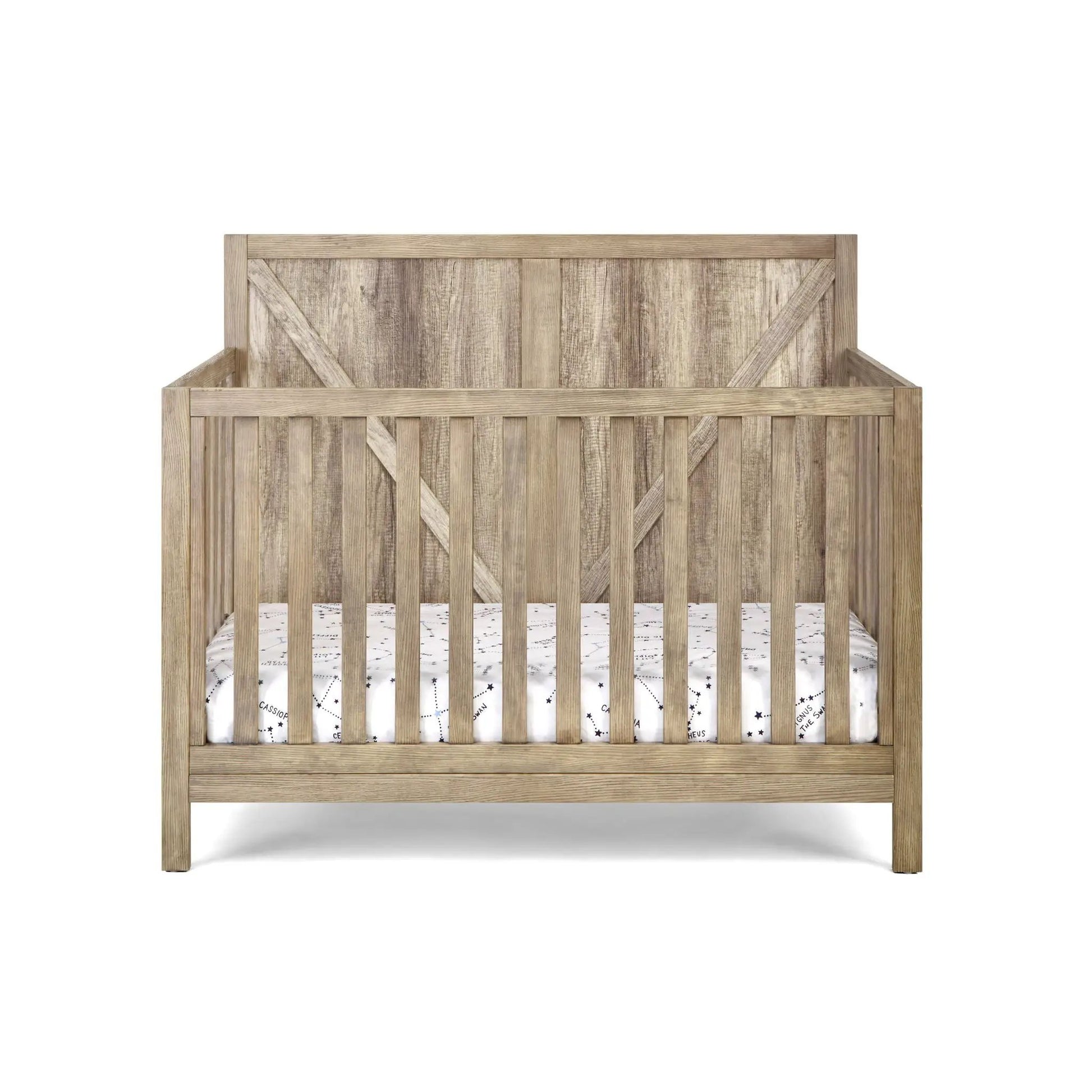 Barnside 4-in-1 Convertible Crib rustic wood with slatted headboard by Unique Piece Furniture on Tampa Home & Garden Store