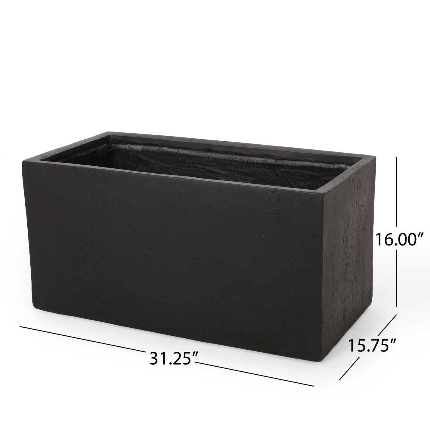 HouseOfZazla Modern Outdoor Planter black rectangular 31.25in L x 15.75in W x 16.00in H on Tampa Home & Garden Store